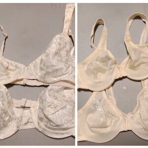 LOT OF 4 FLAWED Vintage 90s Hidden Fantasies Shiny UNDERWIRE Bras-IVORY 34B